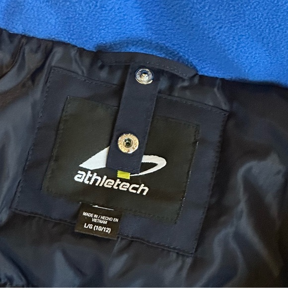 Kids winter coat - Athletech - boys size L 10/12 hooded blue black - Picture 5 of 13